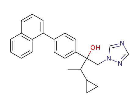 Molecular Structure of 1527518-44-0 (3-cyclopropyl-2-(4-(naphthalen-1-yl)phenyl)-1-(1H-1,2,4-triazol-1-yl)butan-2-ol)