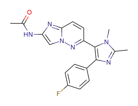 Molecular Structure of 1615730-82-9 (N-(6-(4-(4-fluorophenyl)-1,2-dimethyl-1H-imidazol-5-yl)imidazo[1,2-b]pyridazin-2-yl)acetamide)