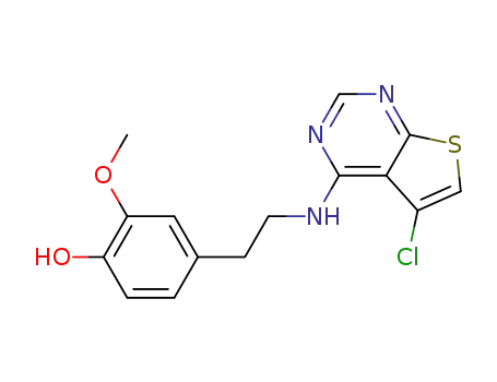 Molecular Structure of 935252-62-3 (4-{2-[(5-chlorothieno[2,3-d]pyrimidin-4-yl)amino]ethyl}-2-methoxyphenol)