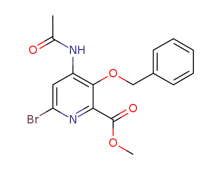 Molecular Structure of 851442-71-2 (4-acetylamino-3-benzyloxy-6-bromo-pyridine-2-carboxylic acid methyl ester)