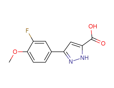 Molecular Structure of 485798-67-2 (3-(3-FLUORO-4-METHOXYPHENYL)-1H-PYRAZOLE-5-CARBOXYLIC ACID)