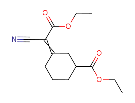 Molecular Structure of 56975-25-8 (ethyl 3-(1-cyano-2-ethoxy-2-oxoethylidene)cyclohexane-1-carboxylate)