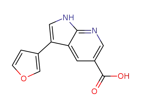Molecular Structure of 864681-22-1 (1H-Pyrrolo[2,3-b]pyridine-5-carboxylic acid, 3-(3-furanyl)-)