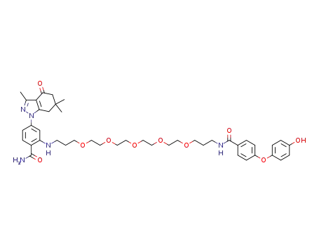 N-(19-((2-carbamoyl-5-(3,6,6-trimethyl-4-oxo-4,5,6,7-tetrahydro-1H-indazol-1-yl)phenyl)amino)-4,7,10,13,16-pentaoxanonadecyl)-4-(4-hydroxyphenoxy)benzamide