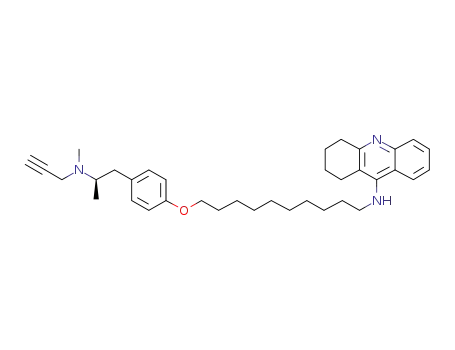Molecular Structure of 1430326-21-8 ((R)-N-(10-(4-(2-(methyl(prop-2-ynyl)amino)propyl)phenoxy)decyl)-1,2,3,4-tetrahydroacridin-9-amine)