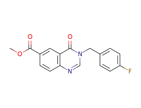 Molecular Structure of 602166-58-5 (6-Quinazolinecarboxylic acid,
3-[(4-fluorophenyl)methyl]-3,4-dihydro-4-oxo-, methyl ester)