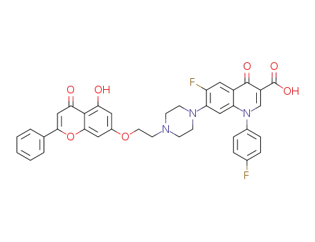 Molecular Structure of 1517965-24-0 (chrysin-ethylidene-sarafloxacin)