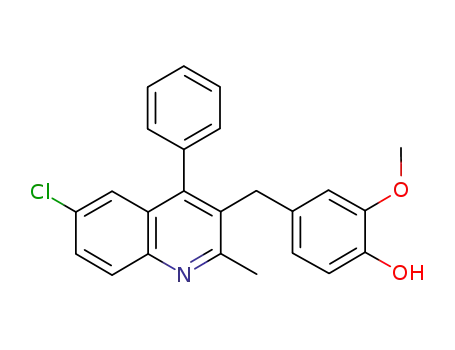 Molecular Structure of 1408335-50-1 (4-((6-chloro-2-methyl-4-phenylquinolin-3-yl)methyl)-2-methoxyphenol)