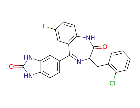 3-(2-chlorobenzyl)-7-fluoro-5-(2-oxo-2,3-dihydro-1H-benzo[d]imidazol-5-yl)-1H-benzo[e][1,4]diazepin-2(3H)-one