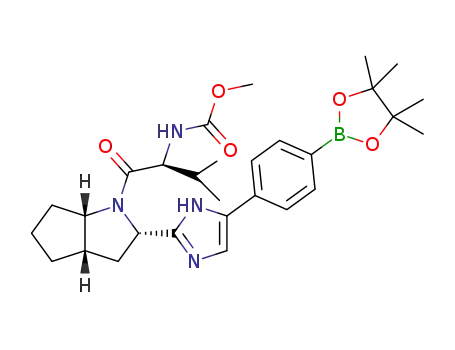 methyl ((S)-3-methyl-1-oxo-1-((2S,3aS,6aS)-2-(5-(4-(4,4,5,5-tetramethyl-1,3,2-dioxaborolan-2-yl)phenyl)-1H-imidazol-2-yl)hexahydrocyclopenta[b]pyrrol-1(2H)-yl)butan-2-yl)carbamate