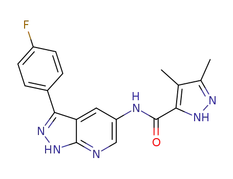 N-(3-(4-fluorophenyl)-1H-pyrazolo[3,4-b]pyridin-5-yl)-3,4-dimethyl-1H-pyrazole-5-carboxamide