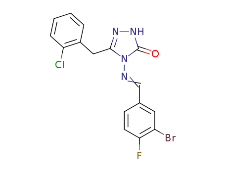 Molecular Structure of 1470364-72-7 (5-(o-chlorobenzyl)-4-m-bromo-4-fluorobenzyliden amino-2,4-dihydro-2H-1,2,4-triazol-3-one)