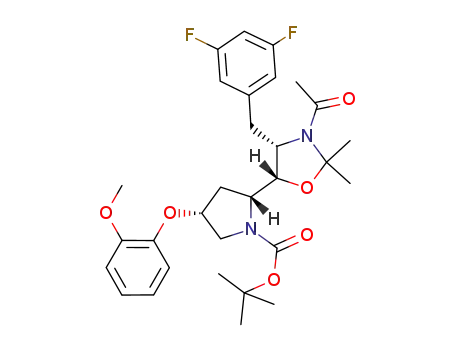 (2R,4R)-2-[(4S,5S)-3-acetyl-4-(3,5-difluorobenzyl)-2,2-dimethyloxazolidin-5-yl]-4-(2-methoxy-phenoxy)-pyrrolidine-1-carboxylic acid tert-butyl ester