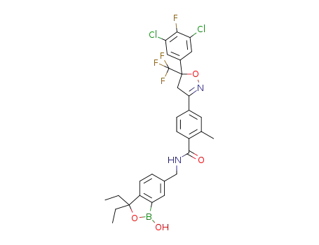 4-(5-(3,5-dichloro-4-fluorophenyl)-5-(trifluoromethyl)-4,5-dihydroisoxazol-3-yl)-N-((3,3-diethyl-1-hydroxy-1,3-dihydrobenzo[c][1,2]oxaborol-6-yl)methyl)-2-methylbenzamide