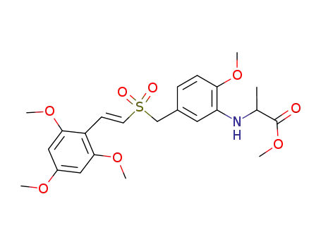 Molecular Structure of 911294-96-7 ((E)-methyl 2-(2-methoxy-5-((2',4',6'-trimethoxystyrylsulfonyl)methyl)phenylamino)propanoate)