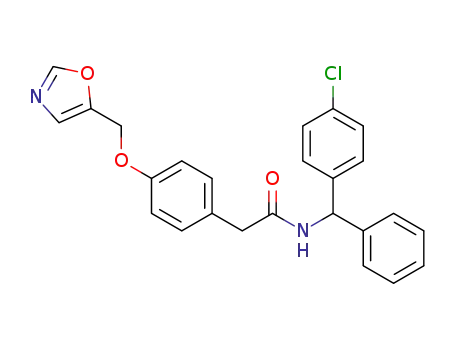 Molecular Structure of 1421837-22-0 (N-((4-chlorophenyl)(phenyl)methyl)-2-(4-(oxazol-5-ylmethoxy)phenyl)acetamide)