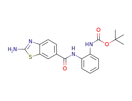 Molecular Structure of 866000-85-3 ({2-[(2-amino-benzothiazole-6-carbonyl)-amino]-phenyl}-carbamic acid tert-butyl ester)