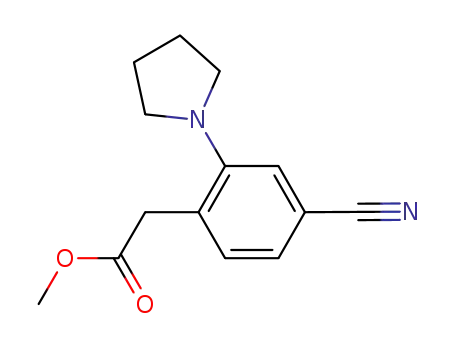 Benzeneacetic acid, 4-cyano-2-(1-pyrrolidinyl)-, methyl ester