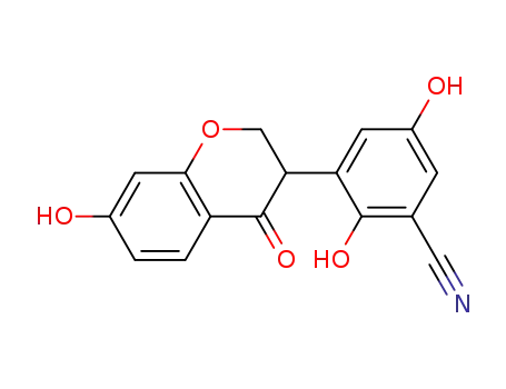 Molecular Structure of 872858-06-5 (Benzonitrile,
3-(3,4-dihydro-7-hydroxy-4-oxo-2H-1-benzopyran-3-yl)-2,5-dihydroxy-)