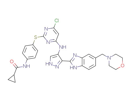 N-{4-[4-chloro-6-({3-[5-(morpholinomethyl)-1H-benzo[d]imidazol-2-yl]-1H-pyrazol-4-yl}amino)pyrimidin-2-ylthio]phenyl}cyclopropanecarboxamide