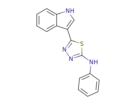 Molecular Structure of 94830-22-5 (1,3,4-Thiadiazol-2-amine, 5-(1H-indol-3-yl)-N-phenyl-)
