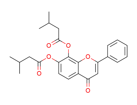 Molecular Structure of 1609067-34-6 (4-oxo-2-phenyl-4H-chromene-7,8-diyl bis(3-methylbutanoate))
