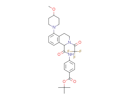 tert-butyl 4-(5-(4-methoxypiperidin-1-yl)-2-(2,2,2-trifluoroacetyl)-1,2,3,4-tetrahydroisoquinoline-1-carboxamido)benzoate