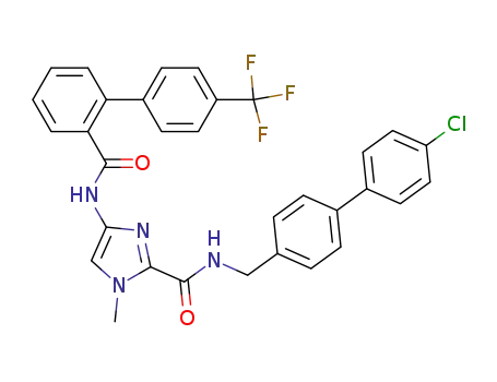Molecular Structure of 486434-80-4 (N-(4'-Chlorobiphenyl-4-yl)methyl-4-(4'-trifluoromethylbiphenyl-2-carbonylamino)-1-methyl-imidazol-2-carboxylic acid amide)