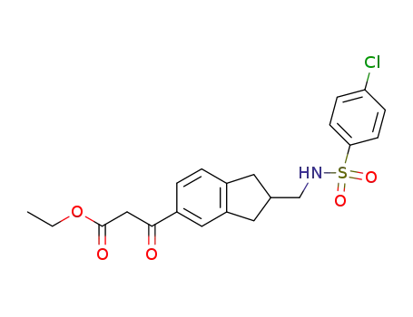 Molecular Structure of 146737-90-8 (ethyl 3-[2-[(4-chlorophenyl)sulfonylaminomethyl]indan-5-yl]-3-oxopropionate)