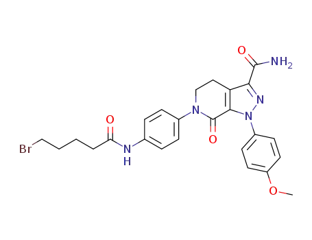 Molecular Structure of 1437577-94-0 (6-(4-(5-bromopentanamido)phenyl)-1-(4-methoxyphenyl)-7-oxo-4,5,6,7-tetrahydro-1H-pyrazolo[3,4-c]pyridine-3-carboxamide)