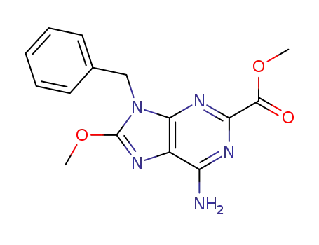Molecular Structure of 914110-60-4 (methyl 6-amino-9-benzyl-8-methoxy-9H-purine-2-carboxylate)