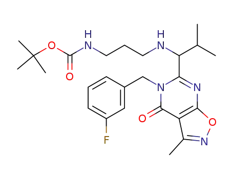 Carbamic acid,
[3-[[1-[5-[(3-fluorophenyl)methyl]-4,5-dihydro-3-methyl-4-oxoisoxazolo[5,
4-d]pyrimidin-6-yl]-2-methylpropyl]amino]propyl]-, 1,1-dimethylethyl
ester