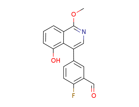 Benzaldehyde, 2-fluoro-5-(5-hydroxy-1-methoxy-4-isoquinolinyl)-