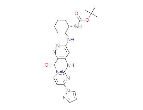 tert-butyl (1S,2R)-2-(5-(6-(1H-pyrazol-1-yl)pyridin-2-ylamino)-6-carbamoylpyridazin-3-ylamino)cyclohexylcarbamate