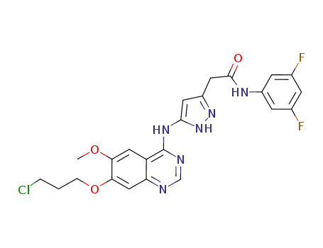 1H-Pyrazole-3-acetamide,
5-[[7-(3-chloropropoxy)-6-methoxy-4-quinazolinyl]amino]-N-(3,5-difluoro
phenyl)-