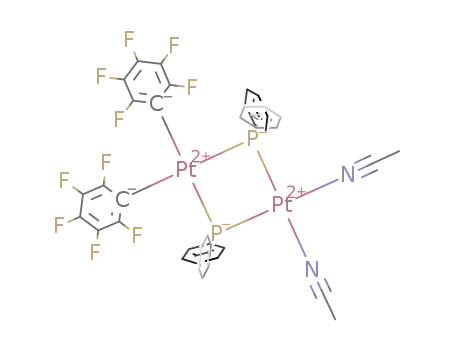 Molecular Structure of 881073-95-6 ([(C<sub>6</sub>F<sub>5</sub>)<sub>2</sub>Pt(μ-PPh<sub>2</sub>)<sub>2</sub>Pt(CH<sub>3</sub>CN)<sub>2</sub>])