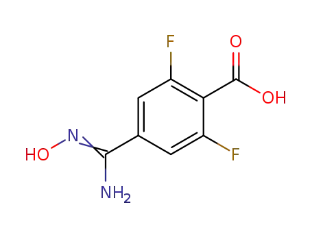 Molecular Structure of 1418293-50-1 (2,6-difluoro-4-(N'-hydroxycarbamimidoyl)benzoic acid)