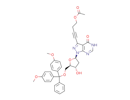 1-(5-dimethoxytrityl-2-deoxy-β-D-ribofuranosyl)-3-(4-acetoxybut-1-yn-1-yl)-1H-pyrazolo[3,4-d]pyrimidin-4(5H)-one