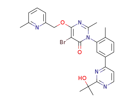 5-bromo-3-(5-(2-(2-hydroxypropan-2-yl)pyrimidin-4-yl)-2-methylphenyl)-2-methyl-6-((6-methylpyridin-2-yl)methoxy)pyrimidin-4(3H)-one