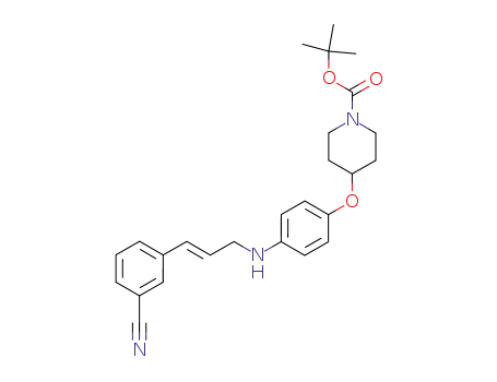 Molecular Structure of 337519-98-9 (3-((E)-3-{4-[1-(t-butoxycarbonyl)piperidin-4-yloxy]phenylamino}-1-propenyl)benzonitrile)