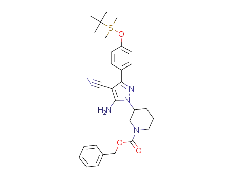 benzyl 3-(5-amino-3-(4-((tert-butyldimethylsilyl)oxy)phenyl)-4-cyano-1H-pyrazol-1-yl)piperidine-1-carboxylate