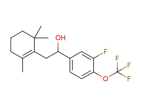Molecular Structure of 1441167-79-8 (1-(3-fluoro-4-(trifluoromethoxy)phenyl)-2-(2,6,6-trimethylcyclohex-1-enyl)ethanol)
