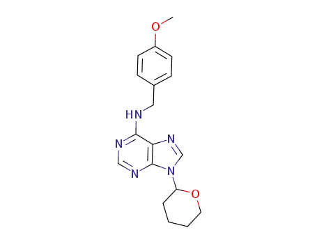 Molecular Structure of 1000853-84-8 (6-(4-methoxybenzylamino)-9-(tetrahydropyran-2-yl)-9H-purine)