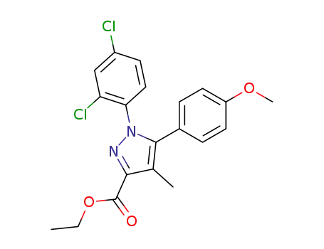 1H-Pyrazole-3-carboxylic acid,
1-(2,4-dichlorophenyl)-5-(4-methoxyphenyl)-4-methyl-, ethyl ester