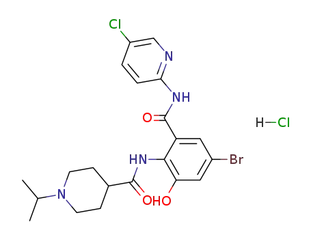 4'-bromo-2'-[(5-chloro-2-pyridyl)carbamoyl]-6'-hydroxyl-1-isopropylpiperidine-4-carboxanilide hydrochloride