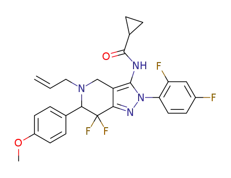 N-(5-allyl-2-(2,4-difluorophenyl)-7,7-difluoro-6-(4-methoxyphenyl)-4,5,6,7-tetrahydro-2H-pyrazolo[4,3-c]pyridine-3-yl)cyclopropanecarboxamide