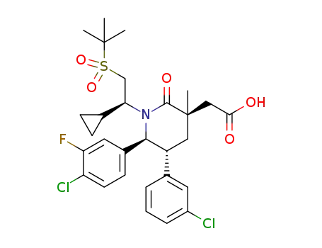 2-((3R,5R,6S)-1-((S)-2-(tert-butylsulfonyl)-1-cyclopropylethyl)-6-(4-chloro-3-fluorophenyl)-5-(3-chlorophenyl)-3-methyl-2-oxopiperidin-3-yl)acetic acid