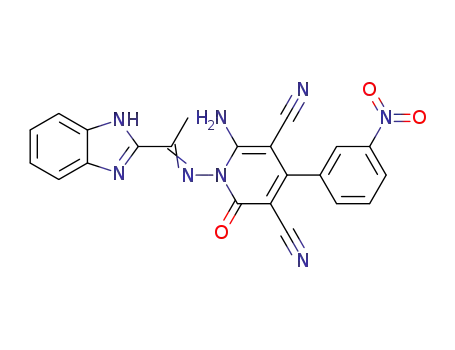 1-((1-(1H-benzo[d]imidazol-2-yl)ethylidene)amino)-6-amino-4-(3-nitrophenyl)-2-oxo-1,2-dihydropyridine-3,5-dicarbonitrile
