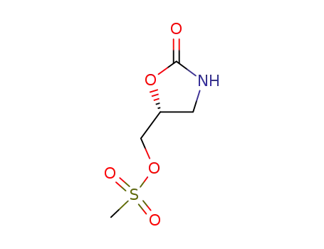Molecular Structure of 113420-86-3 (2-Oxazolidinone, 5-[[(methylsulfonyl)oxy]methyl]-, (R)-)