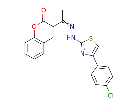 Molecular Structure of 1359132-64-1 (1-(4-(4-chlorophenyl)thiazol-2-yl)-2-(1-(2H-chromen-2-oxo-3-yl)ethylidene)hydrazine)
